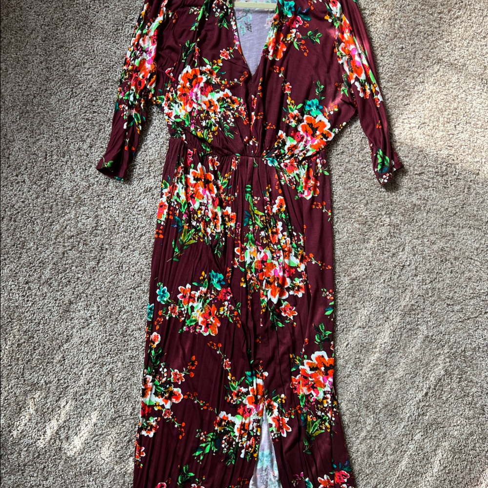 Maroon floral dress